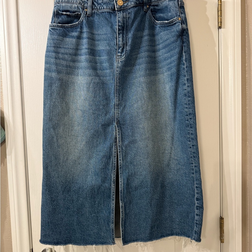 Kut from the Kloth Blue Denim Midi Skirt